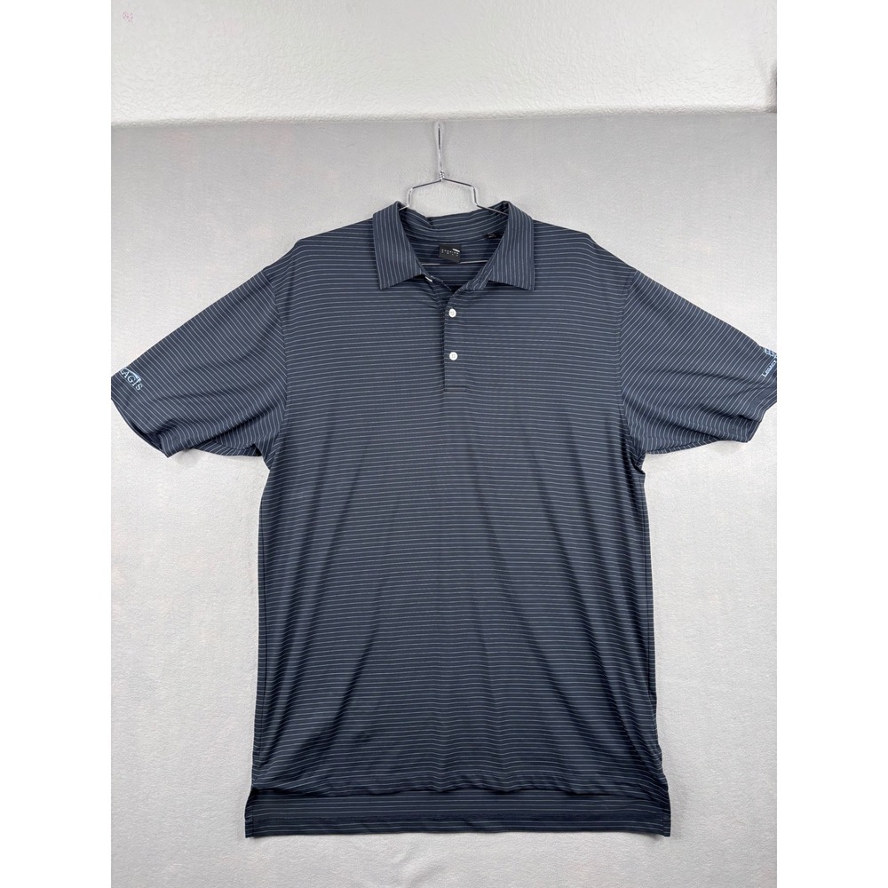Dunning Golf Mens XXL Polo Shirt Navy Blue Striped Short Sleeve Performance Top